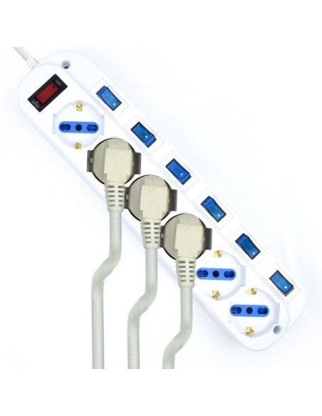 Ewent EW3932-5M limitador de tensión Blanco 6 salidas AC 3 m