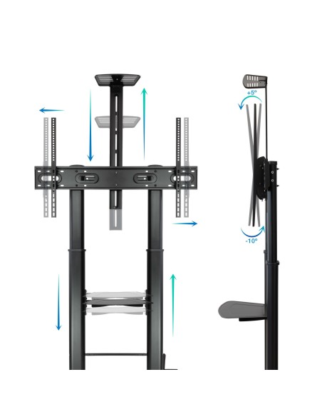 TooQ Ares Soporte de Suelo con Ruedas con Regulación de Altura para Pantallas 60"-100"