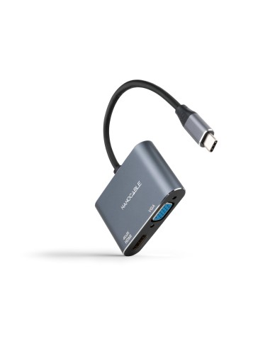 Nanocable Conversor USB-C M a HDMI-VGA H 15 cm