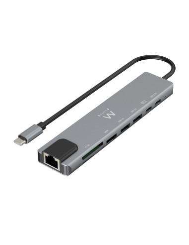 EWENT DOCKING MULTIPUERTO USB-C, 8 en 1, HDMI 4K