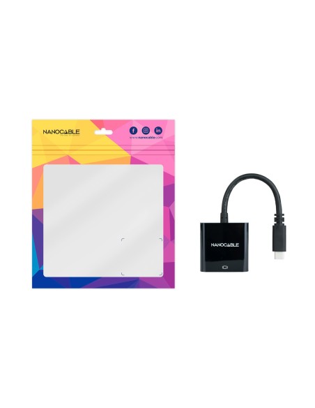 Nanocable Conversor USB-C M a VGA H Negro 10cm