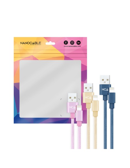 NANOCABLE 3 CABLES LIGHTNING A USB 2.0, LIGHTNING M-USB A M,