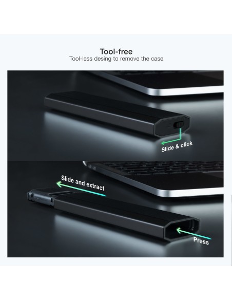 TooQ Shura Caja externa para unidad de estado sólido (SSD) Negro M.2