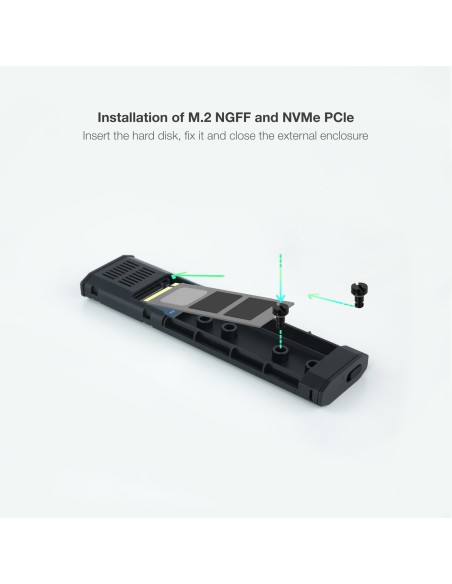 TooQ Shura Caja externa para unidad de estado sólido (SSD) Negro M.2