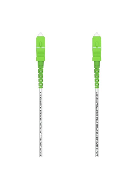 AISENS Cable Fibra Óptica Latiguillo G657A2 3.0 9 125 SMF Simplex CPR DCA LSZH, SC APC-SC APC, Blanco, 2.0 m