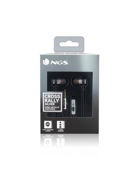 NGS Cross Rally Auriculares Dentro de oído Conector de 3,5 mm Plata