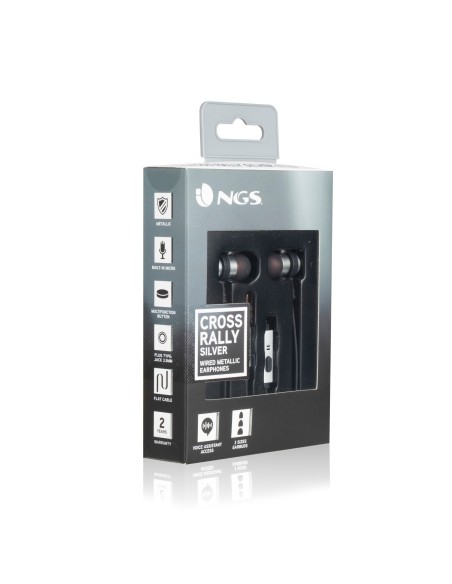 NGS Cross Rally Auriculares Dentro de oído Conector de 3,5 mm Plata