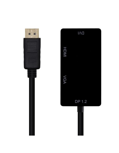CONVERSOR DISPLAYPORT AISENS DP V1.2 A VGA H-DVI H-HDMI H 4K NEGRO 15CM
