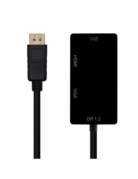 CONVERSOR DISPLAYPORT AISENS DP V1.2 A VGA H-DVI H-HDMI H 4K NEGRO 15CM
