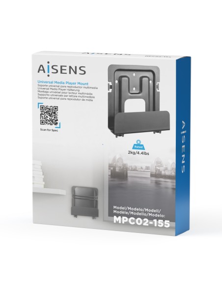 SOPORTE UNIVERSAL PARED MINIPC ROUTER AISENS NEGRO