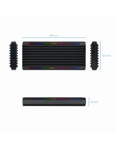 TooQ Shinobi Caja externa para unidad de estado sólido (SSD) Negro M.2