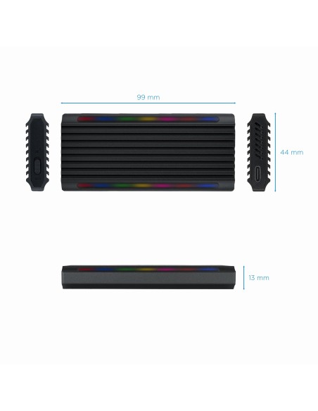 TooQ Shinobi Caja externa para unidad de estado sólido (SSD) Negro M.2