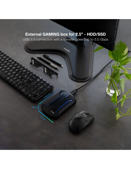 Tooq TQE-2599RGB Caja 2.5" USB 3.1Gen1 LED Colores