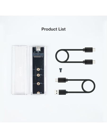 Tooq Caja Externa SSD M.2 NGFF NVMe Transparente