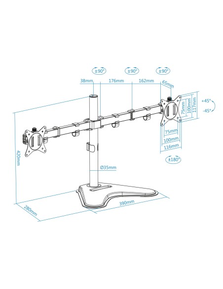 TooQ DB1702TN-B soporte para monitor 81,3 cm (32") Independiente Negro