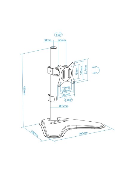 TooQ DB1701TN-B soporte para monitor 81,3 cm (32") Independiente Negro