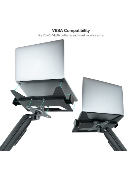 TooQ TQLH1117-B soporte para ordenador portátil Soporte articulado con bandeja para ordenador portátil Negro 43,9 cm (17.3")