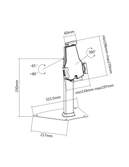 AISENS Soporte Antirobo de Sobremesa Ajustable (1 Pivote) para Tablet, Negro