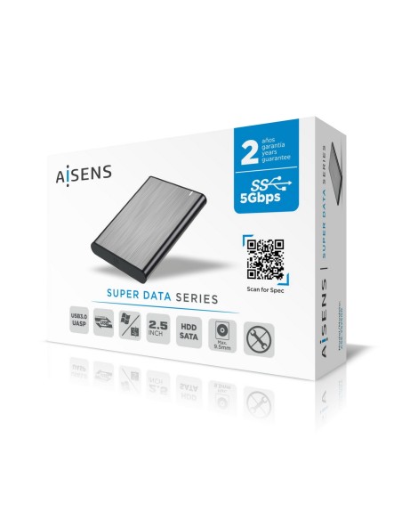 AISENS CAJA EXTERNA 2.5" ASE-2525GR 9.5MM SATA A USB 3.0 USB3.1 GEN1 GRIS