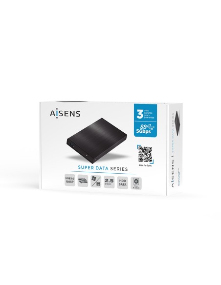 AISENS CAJA EXTERNA 2.5" ASE-2523B 9.5MM SATA A USB 3.0 USB3.1 GEN1 NEGRA