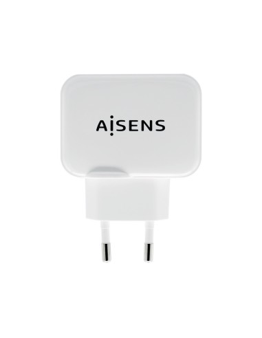 AISENS Cargador USB 17W 5V 3.4A, 2xUSB Con Control AI, Blanco