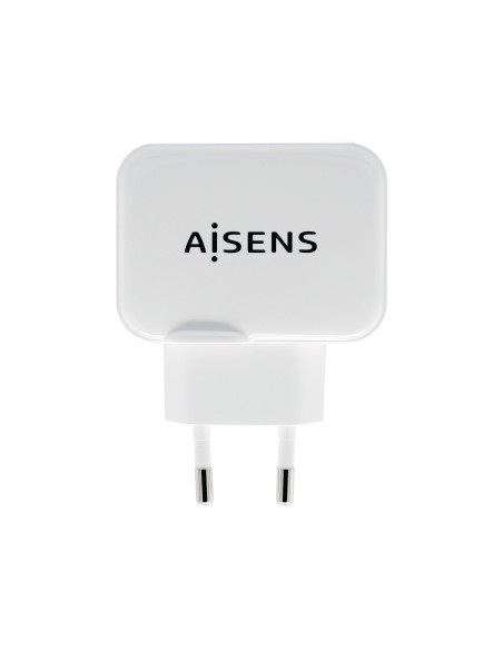 AISENS Cargador USB 17W 5V 3.4A, 2xUSB Con Control AI, Blanco