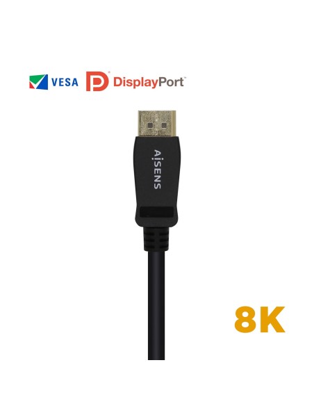 AISENS CABLE DISPLAYPORT CERTIFICADO V1.4 8K@60HZ DP M-DP M NEGRO 0.5M