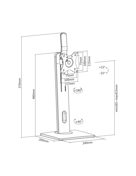 AISENS SOPORTE MESA PRO CONTRAPESO GIRA E INCLINA MONITOR TV 7KG DE 17-32 NEGRO