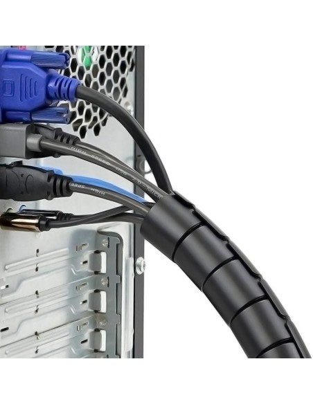 AISENS Organizador de cable en espiral 25mm, Negro, 1.0m