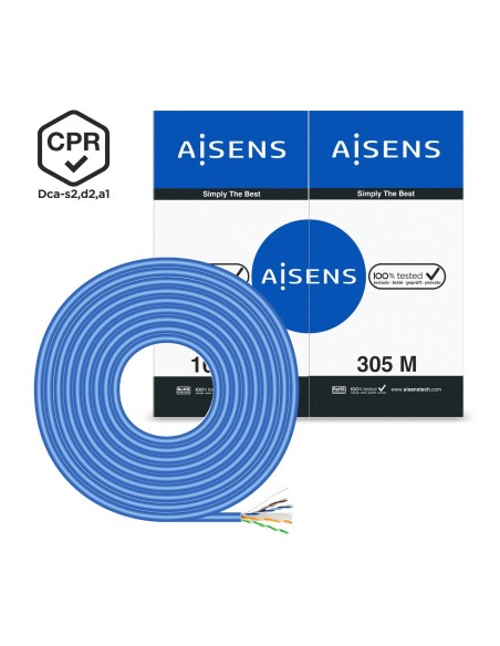 AISENS CABLE DE RED RJ45 LSZH CPR Dca CAT.6 UTP AWG24 AZUL 305M