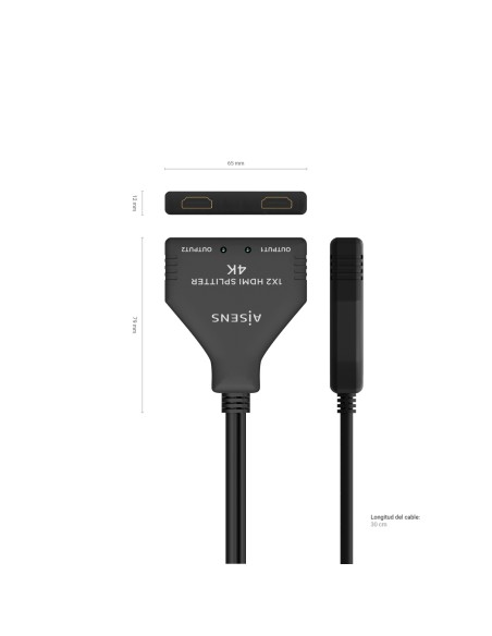 ADAPTADOR VIDEO HDMI-M A 2XHDMI-H 4K AISENS NEGRO