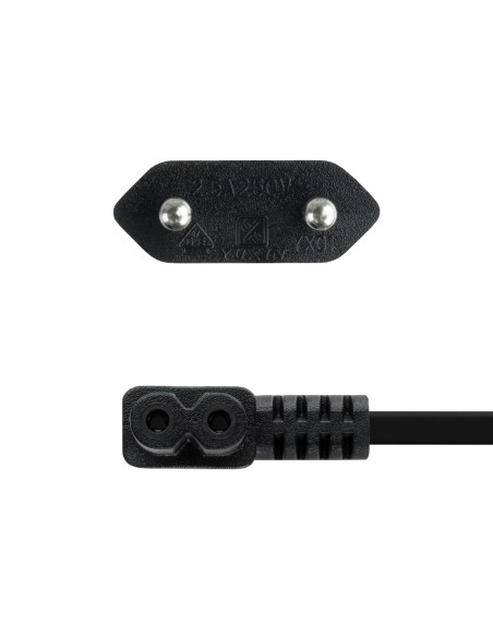 TooQ Cable de Alimentación Acodado CEE7 16 M-C7 H, Negro, 1.8 m