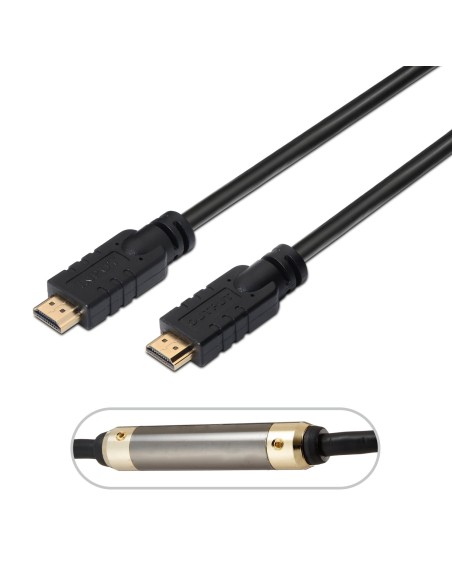 AISENS Cable HDMI V2.0 Premium alta velocidad   HEC 4k@60Hz 18Gbps con repetidor, A M-A M, Negro, 30 m