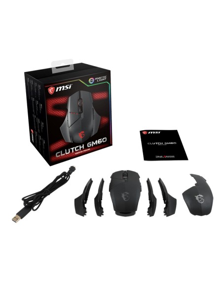 MSI Clutch GM60 ratón Ambidextro USB tipo A Óptico 10800 DPI