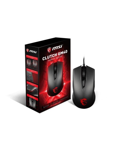 MSI Clutch GM40 ratón Ambidextro USB tipo A Óptico 5000 DPI