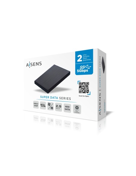 AISENS Caja externa 2,5" ASE-2530B 9.5 mm SATA a USB 3.0 USB 3.1 Gen1, Negra
