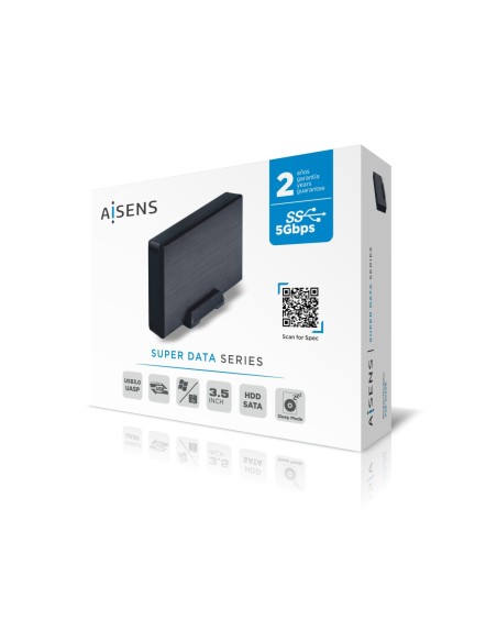 AISENS Caja externa 3,5" ASE-3530B SATA a USB 3.0 USB 3.1 Gen1, Negra
