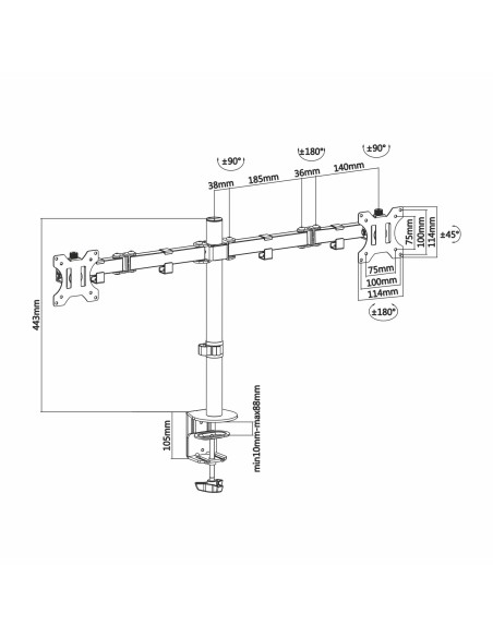 AISENS DT32TSR-041 soporte para monitor 81,3 cm (32") Atornillado Negro