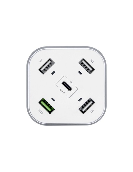 AISENS Cargador 48W 5 Puertos 3x USB-A 1x USB-C 1x USB QC3.0, Blanco