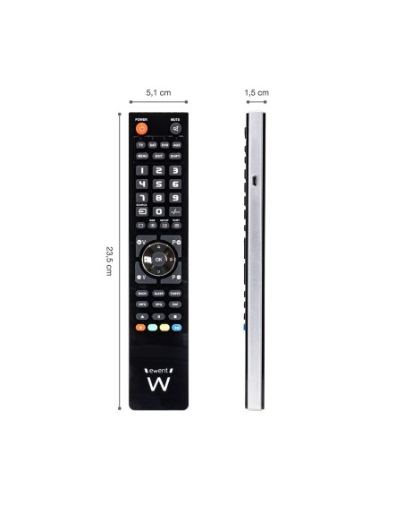 Ewent EW1570 mando a distancia DTT, DVD Blu-ray, Proyector, SAT, STB, Altavoz para barra de sonido, TV, Universal, VCR Botones