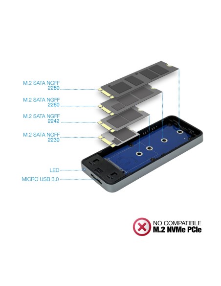 CAJA EXTERNA PARA SSD M.2 NGFF TOOQ USB-3.0 LED