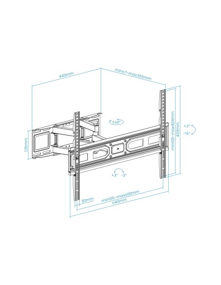 TooQ Soporte de pared para pantallas 37”- 80”