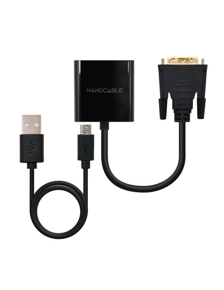 Nanocable Conversor DVI 24+1 m A VGA HDB15 h, Negro, 10 cm