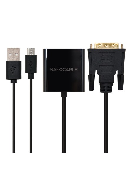 Nanocable Conversor DVI 24+1 m A VGA HDB15 h, Negro, 10 cm