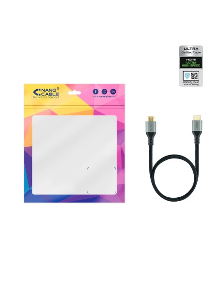 Nanocable Cable HDMI 2.1 Certificado ULTRA HIGH SPEED A M-A M, Negro, 2 m