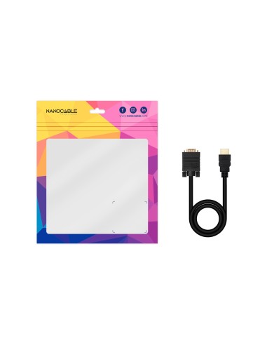 Nanocable Conversor HDMI a VGA M-M, 1.8 m Negro