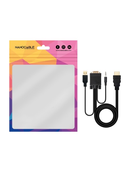 Nanocable Conversor HDMI a VGA-Jack-UBS, 1.8 m