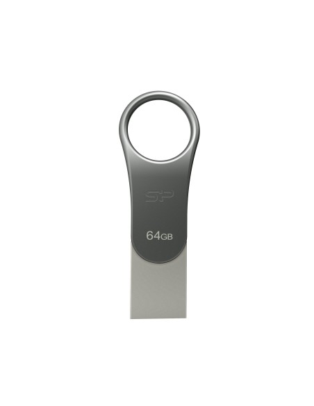 Silicon Power Mobile C80 unidad flash USB 64 GB USB Type-A   USB Type-C 3.2 Gen 1 (3.1 Gen 1) Titanio