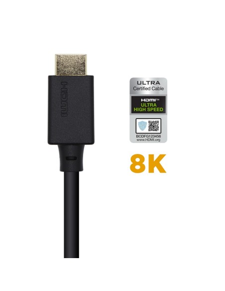 CABLE HDMI AISENS V2.1 ULTRA ALTA VELOCIDAD CERTIFICADO 8K60HZ 48GBPS AM-AM 1.5M