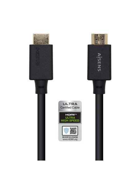CABLE HDMI AISENS V2.1 ULTRA ALTA VELOCIDAD 8K60HZ 48GBPS A M-A M NEGRO 0.5M